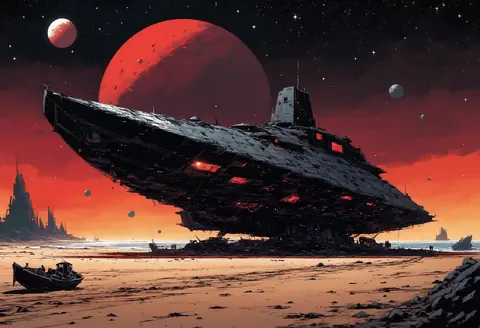 the aphelion drift's shore, in the comic medium